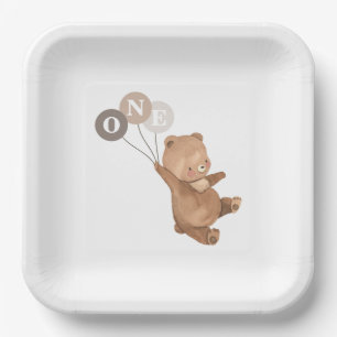 Teddy Bear met 3 bruine ballonnen Bord papier