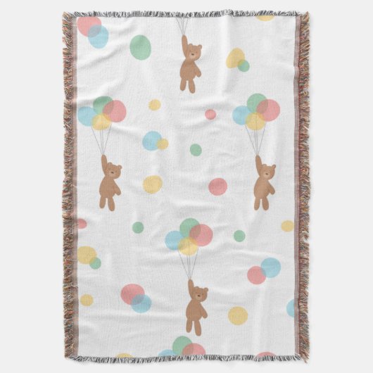 Teddy Bear met ballonnen Deken (Voorkant Verticaal)