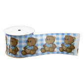 Teddy Bear met Bib op Gingham Lint (Spoel)