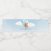 Teddy Bear met blauwe ballonnen Waterfles Etiket (Enkel label)