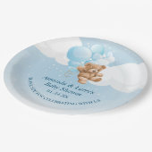 Teddy Bear met Blue Balloons Paper Borden Papieren Bordje (Gekanteld)