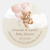 Teddy Bear met Blush Pink Balloons Sticker (Voorkant)