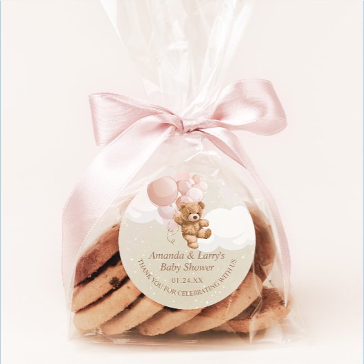 Teddy Bear met Blush Pink Balloons Sticker
