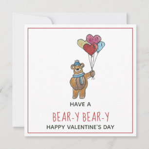Teddy Bear met een ballon Bouquet Valentijn Kaart