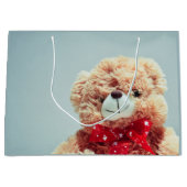 Teddy Bear met een Rode Bow Groot Cadeauzakje (Voorkant)