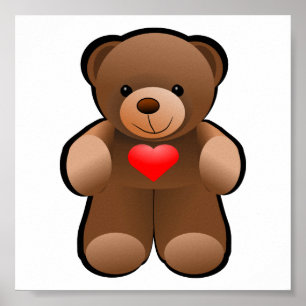 Teddy Bear met harttekening Poster