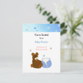 Teddy Bear met Honey Pot Baby shower Invitation Kaart (Staand voorkant)
