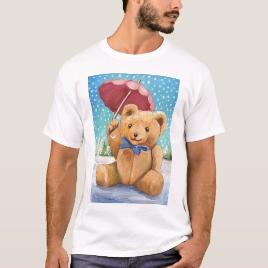 Teddy Bear met Parasolkerst T-shirt (Voorkant)