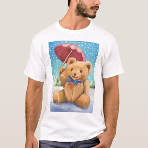 Teddy Bear met Parasolkerst - zwart T-shirt