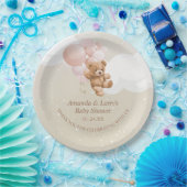 Teddy Bear met roze ballonnen Bord papier (Feest)