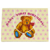 Teddy Bear met roze sterren Groot Cadeauzakje (Voorkant)
