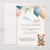 Teddy Bear : Mignonne Genre Reveillez Invitation (Devant / Derrière)