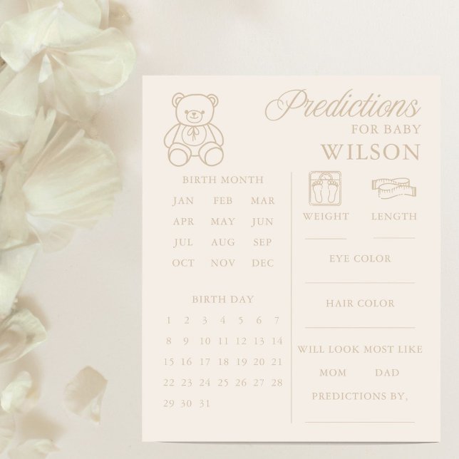 Teddy Bear Minimal Baby Shower Predictions Game (Creator heeft geüpload)