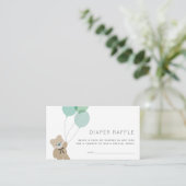 Teddy Bear Mint Baby shower Diaper Raffle Ticekt Informatiekaartje (Staand voorkant)