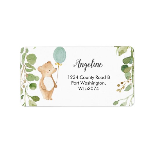 Teddy Bear Modern Address Label (Voorkant)