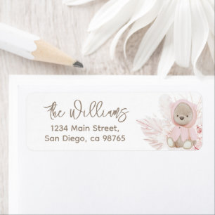 Teddy Bear Modern Boho Girl Baby shower Etiket