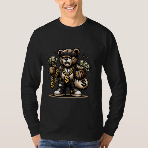 Teddy Bear Money Swag Hip Hop Rapper Graphic Drip T-shirt
