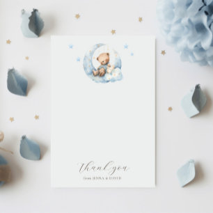 Teddy Bear Moon Baby shower bedankje Bedankkaart