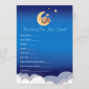 Teddy Bear Moon Baby Shower Voorspelling  Notitiekaartje