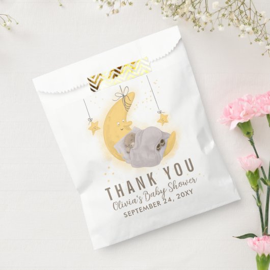 Teddy Bear Moon Neutral Baby shower Dank u wel Bedankzakje (Gezegeld)