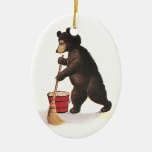 Teddy Bear Mopping Floor Keramisch Ornament