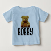 TEDDY BEAR & NAME GARÇONS TODDLER BÉBÉ T-SHIRTS (Devant)