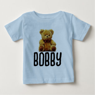 TEDDY BEAR & NAME GARÇONS TODDLER BÉBÉ T-SHIRTS