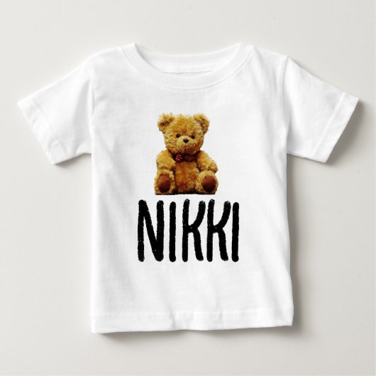 TEDDY BEAR & NAME GIRLS TODDLER T-SHIRTS (Devant)
