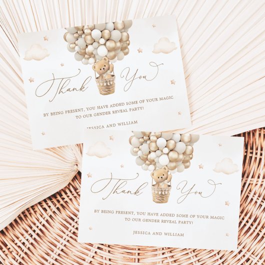 Teddy Bear Neutral Baby shower Dank u Kaart