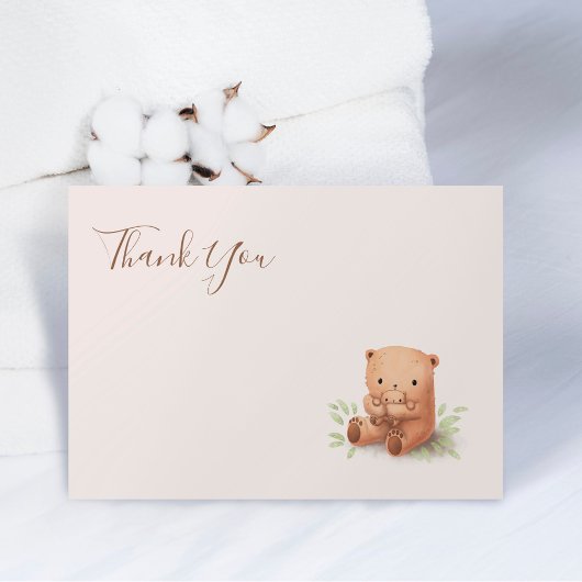 Teddy Bear Neutral Baby shower Merci Note Card
