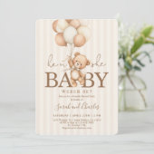 Teddy Bear Neutral Gender Reveal  Kaart (Staand voorkant)