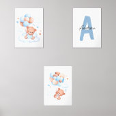 Teddy Bear nursery Baby Boy Initial Name wall art (Recto)