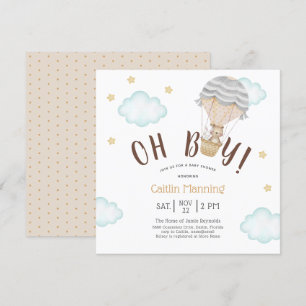 Teddy Bear Oh Boy Woodland Baby shower Kaart