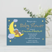 Teddy Bear on Moon BABY SHOWER Stars Invitation (Debout devant)