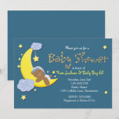 Teddy Bear on Moon BABY SHOWER Stars Invitation (Devant / Derrière)