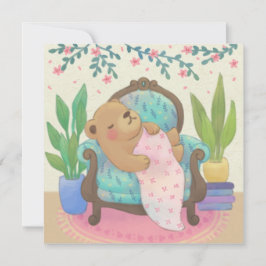 Teddy Bear on Vintage Armchair Illustration Bedankkaart