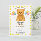Teddy Bear One Year of Magic First Birthday Kaart (Staand voorkant)