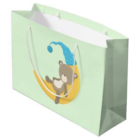 Teddy Bear op Crescent Moon Large Cadeauzakje (Achterkant Gekanteld)