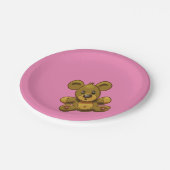 Teddy Bear op Roze Papieren Bordje (Gekanteld)