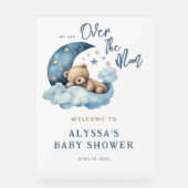 Teddy Bear Over the Moon Baby shower Bienvenue (Recto)