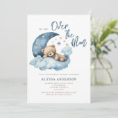 Teddy Bear Over the Moon Baby shower Invitation (Debout devant)