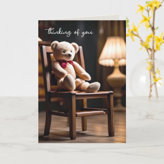 Teddy Bear over zijn stoel Kaart (Gele Bloem)
