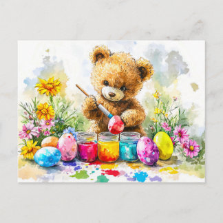  Teddy Bear Painting Easter Eggs Briefkaart