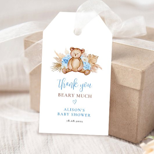 Teddy Bear Pampas Grass Baby Cadeaulabel