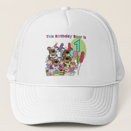 Teddy Bear Party 1e Verjaardag tshirts en geschenk Trucker Pet (Voorkant)