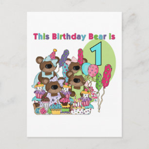 Teddy Bear Party 1e Verjaardag tshirts en geschenk Uitnodiging Briefkaart
