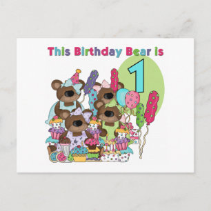 Teddy Bear Party 1e Verjaardag tshirts en geschenk Uitnodiging Briefkaart