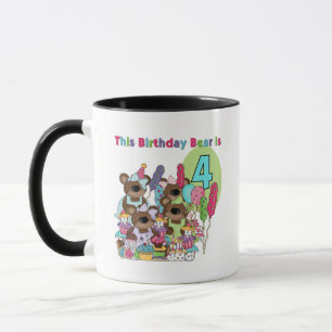 Teddy Bear Party 4e verjaardag Tshirts en geschenk Mok