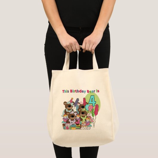 Teddy Bear Party 4e verjaardag Tshirts en geschenk Tote Bag (Voorkant (product))