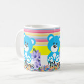Teddy Bear Pastel Stripe Mok (Voorkant links)